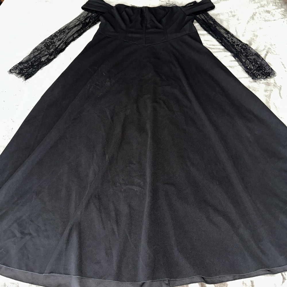 Shein Curve‎ Dress Womens 2XL Black Off Shoulder Lace Sleeve Maxi Gown Formal